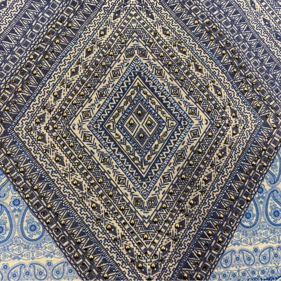 Catherines Womens Shirt 3X 26/28W Blue Round Neck Short Sleeve Bling Stretch Top - Picture 2 of 5